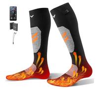 VEVOR Calcetines calefactados, batería de 5000 mAh, recargable, con 4 niveles de calefacción, calcetines eléctricos con control de aplicación para hombres y mujeres, calentador de pies para caza