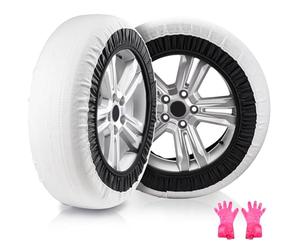 VEVOR Calcetines de Nieve Engrosados para Neumáticos, Fibra de Poliéster con Correas Elásticas, con Tracción para Nieve para Automóviles, SUV, Camionetas y Camiones(Paquete de 2), Grande, 400 x 440 mm