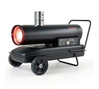 VEVOR Calefactor de Queroseno 30 kW 1100 m³/h Calentador de Aire Forzado | para Garajes, Talleres y Almacenes, con Depósito de 50 L, Hasta 17 h de Uso, Termostato, Pantalla Digital, Manómetro y Ruedas