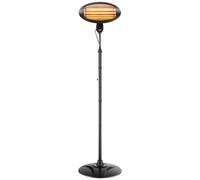 VEVOR Calefactor Infrarrojo Exterior 2000 W Estufa Eléctrica con Soporte | para Patios y Balcones, con 3 Modos de Calefacción, Altura de 180-210 cm, Cabezal Inclinable de 0°-45° y Control por Cadena