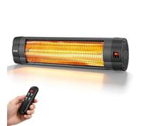 VEVOR Calefactor Infrarrojo Exterior 2500 W Estufa Eléctrica de Pared | para Patios y Balcones, con 3 Niveles de Calor, Temporizador de 24 Horas, Pantalla, Mando a Distancia y Tubos de Carbono