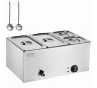 VEVOR Calentador Alimentos Eléctrico 4 Sartenes 15,5 L 540 x 360 x 250 mm 1200 W