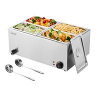 VEVOR Calentador Alimentos Eléctrico 4 Sartenes Encimera 15 L 540 x 360 x 250 mm