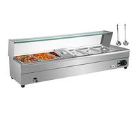 VEVOR Calentador Bufé de 5,7 L, Servidor de Bufé de Acero Inoxidable Grado Alimenticio, Calentador de Comida para Bufé 6 Calentador de Comida Bandeja, Caliente para Bufé Temperatura Ajustable 30-85?