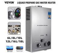 VEVOR-calentador de agua caliente de propano, GLP, Gas de acero inoxidable, sin tanque, Gas propano, GLP, electrodoméstico, calentador de agua de 6L-18L 18L 36KW