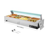 VEVOR Calentador de Alimentos Eléctrico 8 x 8 Cuartos 1441 x 610 x 382 mm 1700 W