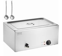 Calentador de alimentos comercial VEVOR, 1 mesa de vapor eléctrica de 18 l, 1200 W, encimera profesional de acero inoxidable, para bufé, baño María, con control de temperatura de 86 a 185 °F para cate