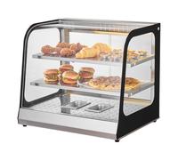 VEVOR Calentador de Alimentos Comercial de 2 Niveles de 850 W con Vidrio Templado y Calentamiento a Vapor, Control de Temperatura de 30~85 ℃, 111 L para Hamburguesas, Pizzas, 660 x 530 x 590 mm