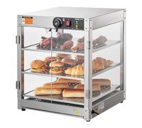 VEVOR Calentador de Alimentos Comercial de 3 Niveles, 800 W con Luz para Mejorar la Exhibición de los Alimentos, Control de Temperatura de 30~85 ℃, Gran Capacidad de 90 L, 510 x 510 x 615 mm