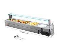 VEVOR Calentador de Alimentos Eléctrico 1464 x 378 x 381 mm 1700 W 5 x 8 Cuartos