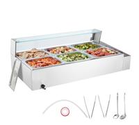 VEVOR Calentador de Alimentos Eléctrico 6 x 8 Cuartos 1113 x 610 x 382 mm 1500 W