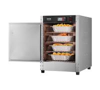 VEVOR Calentador de Alimentos Tipo Caja Caliente, 4 Niveles con Bandeja de Agua, 4 Bandejas, Una Puerta y Estantes Ajustables, Acero Inoxidable, Ideal para Almacenar Pizza, Pollo, 425 x 580 x 603 mm
