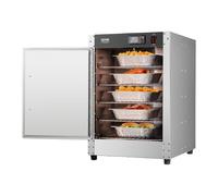 VEVOR Calentador de Alimentos Tipo Caja Caliente, 5 Niveles con Bandeja de Agua, 5 Sartenes, Una Puerta y Estantes Ajustables, Acero Inoxidable, Ideal para Almacenar Pizza, Pollo, 485 x 580 x 712 mm