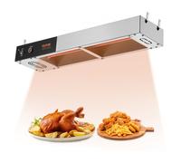 VEVOR Calentador de Bandeja de Patatas Fritas de Acero Inoxidable Lámpara de Calentador de Alimentos con Tira Comercial 750 W Estación Dispensadora de Luz de Calor Eléctrica para Buffet, Restaurante