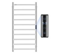 VEVOR Calentador de Toallas con Radiador Toallero con 10 Barras Calentador de Toallas Impermeable con Temporizador y Pantalla LED 5 Niveles de Temperatura Ajustables Montado en la Pared, Plata