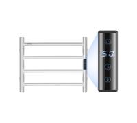 VEVOR Calentador de Toallas con Radiador Toallero con 4 Barras Calentador de Toallas Impermeable con Temporizador y Pantalla LED 5 Niveles de Temperatura Ajustables Montado en la Pared, Plata