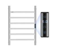 VEVOR Calentador de Toallas con Radiador Toallero con 6 Barras Calentador de Toallas Impermeable con Temporizador y Pantalla LED 5 Niveles de Temperatura Ajustables Montado en la Pared, Plata