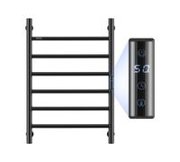 VEVOR Calentador de Toallas con Radiador Toallero con 6 Barras Calentador de Toallas Impermeable con Temporizador y Pantalla LED 5 Niveles de Temperatura Ajustables Montado en la Pared, Negro