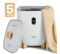 VEVOR Calentador de Toallas Cubo de 25 L con Pantalla LED Calentador de Mantas Apagado Automático Secador de Toallas Temporizador de 4 Niveles Temperatura Ajustable para SPA, Hogar, Baño, Gris