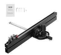 VEVOR Calibre de Inglete de Precisión, Ranura Estándar 19 x 10 mm, Calibre de Inglete para Sierra de Mesa de Aleación de Aluminio con Rejilla, 15 Topes de Ángulo, Émbolo con Resorte 450 x 650 x 120 mm