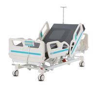 VEVOR Cama de Hospital Eléctrica de 5 Funciones de Primera Calidad para UCI con Posición de Silla Cardíaca, Trendelenburg y el Inverso, Ruedas de Bloqueo, 2085 x 1025 x 455-745 mm, Blanco y Azul