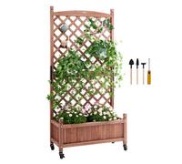 VEVOR Cama de Jardín Elevada con Enrejado Jardinera Elevada Independiente de Madera 75x33x156 cm para Exterior con Orificios de Drenaje para Plantas Trepadoras, Flores, Jardín, Terraza, Balcón