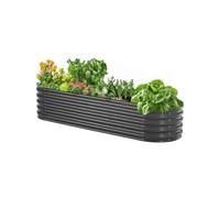 VEVOR Cama de Jardín Elevada de Metal 119 x 59,5 x 42 cm con Fondo Abierto para Exterior, Jardinera Ovalada Galvanizada para Jardinería de Verduras, Flores, Hierbas y Plantas Suculentas, Gris Oscuro
