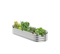VEVOR Cama de Jardín Elevada de Metal 1195 x 585 x 270 mm con Fondo Abierto para Exteriores, Jardinera Ovalada Galvanizada para Jardinería de Verduras, Flores, Hierbas y Plantas Suculentas, Plateado