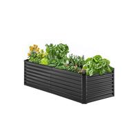 VEVOR Cama de Jardín Elevada de Metal 180 x 89,5 x 60 cm con Fondo Abierto para Exterior, Jardinera Elevada Galvanizada para Jardinería de Verduras, Flores, Hierbas y Plantas Suculentas, Gris Oscuro