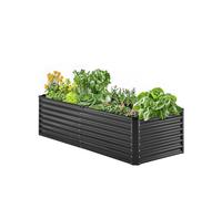 VEVOR Cama de Jardín Elevada de Metal 180 x 89,5 x 60 cm con Fondo Abierto para Exterior, Jardinera Elevada Galvanizada para Jardinería de Verduras, Flores, Hierbas y Plantas Suculentas, Gris Oscuro