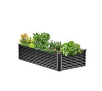 VEVOR Cama de Jardín Elevada de Metal de 1800 x 900 x 600 mm, Gris Oscuro