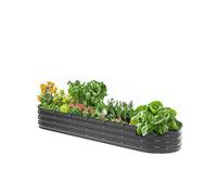 VEVOR Cama de Jardín Elevada de Metal de 239 x 60 x 27 cm con Fondo Abierto para Exterior, Jardinera Ovalada Galvanizada para Jardinería de Verduras, Flores, Hierbas y Plantas Suculentas, Gris Oscuro