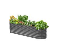 VEVOR Cama de Jardín Elevada de Metal de 240 x 60 x 56 cm con Fondo Abierto para Exterior, Jardinera Ovalada Galvanizada para Jardinería de Verduras, Flores, Hierbas y Plantas Suculentas, Gris Oscuro