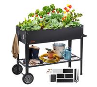 VEVOR Cama Elevada de Jardín 108 x 49,5 x 80 cm Jardinería Elevada de Metal Galvanizado para Cultivo de Flores Plantas Hierbas Huerto Urbano para Jardín Terraza Patio Balcón Negro con Accesorios