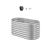 VEVOR Cama Elevada de Jardín 120 x 60 x 60 cm Ovalada, Jardinería Elevada de Metal con Base Abierta para Cultivo de Flores Plantas Hierbas Huerto con Accesorios para Jardín Terraza Patio Balcón