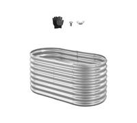 VEVOR Cama Elevada de Jardín 120 x 60 x 60 cm Ovalada, Jardinería Elevada de Metal con Base Abierta para Cultivo de Flores Plantas Hierbas Huerto con Accesorios para Jardín Terraza Patio Balcón