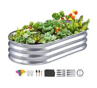 VEVOR Cama Elevada de Jardín 122,5 x 62,5 x 28 cm Jardinería Elevada de Metal Galvanizado para Cultivo de Flores Plantas Hierbas Huerto Urbano para Jardín Terraza Patio Balcón Plata con Accesorios