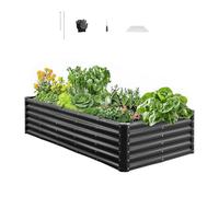 VEVOR Cama Elevada de Jardín 180 x 90 x 43 cm Rectangular, Jardinería Elevada de Metal con Base Abierta para Cultivo de Flores Plantas Hierbas Huerto con Accesorios para Jardín Terraza Patio Balcón