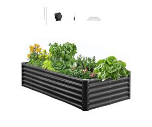 VEVOR Cama Elevada de Jardín 180 x 90 x 43 cm Rectangular, Jardinería Elevada de Metal con Base Abierta para Cultivo de Flores Plantas Hierbas Huerto con Accesorios para Jardín Terraza Patio Balcón