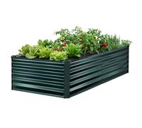 VEVOR Cama Elevada de Jardín 203 x 102 x 46 cm Rectangular, Arriate de Jardín de Metal con Fondo Abierto, para Cultivo de Flores Plantas Verduras con Accesorios para Patio Balcón, Verde Oscuro