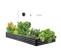 VEVOR Cama Elevada de Jardín 240 x 120 x 29 cm Rectangular, Jardinería Elevada de Metal con Base Abierta para Cultivo de Flores Plantas Hierbas Huerto con Accesorios para Jardín Terraza Patio Balcón