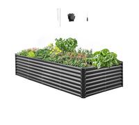 VEVOR Cama Elevada de Jardín 240 x 120 x 60 cm, Jardinería Elevada de Metal con Base Abierta para Cultivo de Flores, Plantas, Hierbas, Huerto con Accesorios para Jardín, Terraza, Patio, Balcón