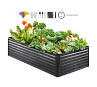 VEVOR Cama Elevada de Jardín 240 x 120 x 60 cm Jardinería Elevada de Metal Galvanizado para Cultivo de Flores Plantas Hierbas Huerto Urbano para Jardín Terraza Patio Balcón Gris Oscuro con Accesorios