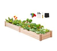 VEVOR Cama Elevada de Jardín 240 x 60 x 25 cm Jardinería Elevada de Madera de Abeto para Cultivo de Flores Plantas Hierbas Huerto Urbano para Jardín Terraza Patio Balcón Color de Madera con Accesorios