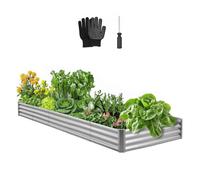 VEVOR Cama Elevada de Jardín 360 x 120 x 29 cm Rectangular, Jardinería Elevada de Metal con Base Abierta para Cultivo de Flores Plantas Hierbas Huerto con Accesorios para Jardín Terraza Patio Balcón