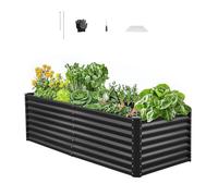 VEVOR Cama Elevada de Jardín, Arriate de Jardín de Metal con Fondo Abierto, para Cultivo de Flores Plantas Verduras con Accesorios para Patio, Balcón, Terraza (Gris Oscuro, 1800 x 900 x 600 mm)