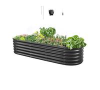 VEVOR Cama Elevada de Jardín, Arriate de Jardín de Metal con Fondo Abierto, para Cultivo de Flores Plantas Verduras con Accesorios para Patio, Balcón, Terraza (Gris Oscuro, 2000 x 600 x 420 mm)