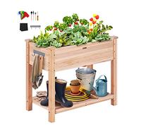 VEVOR Cama elevada de jardín de 86 x 46 x 76 cm con Patas Resistentes, Caja de Madera de Abeto Natural de Alta Gama para Patio Trasero, Capacidad de 165 Libras