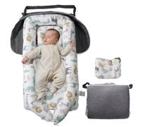 VEVOR Cama Nido para Bebé, 100 % Algodón, Transpirable y Suave, con Reposacabezas, Funda de Doble Cara y Lavable, Asiento de Suelo Portátil para Recién Nacidos, para Casa y Viajes, 890 x 470 x 130 mm