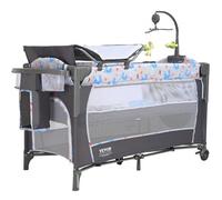 VEVOR Cama para Bebé Carga de 35 kg Cuna de Colecho Plegable Cama Sombrilla con Cambiador Ruedas Mosquitera Transpirable Juguetes Cama Supletoria con Apertura Lateral con Accesorios para Recién Nacido